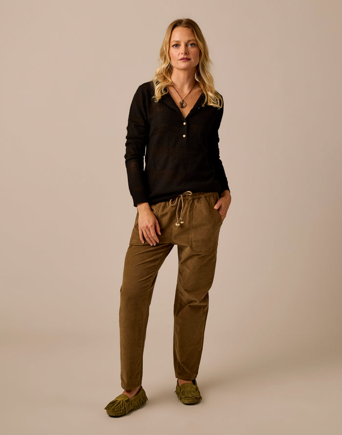 Zoe Buttercord Pant: Teak