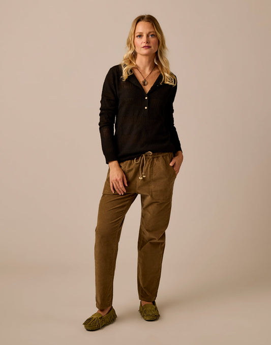Zoe Buttercord Pant: Teak
