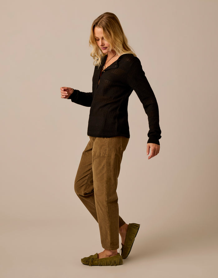 Zoe Buttercord Pant: Teak