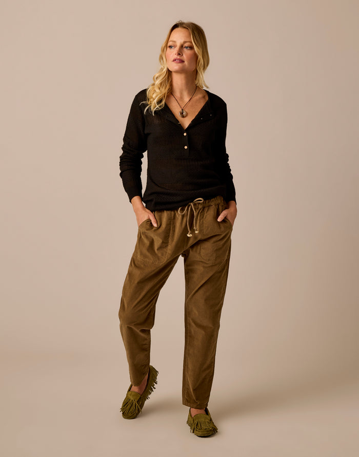 Zoe Buttercord Pant: Teak