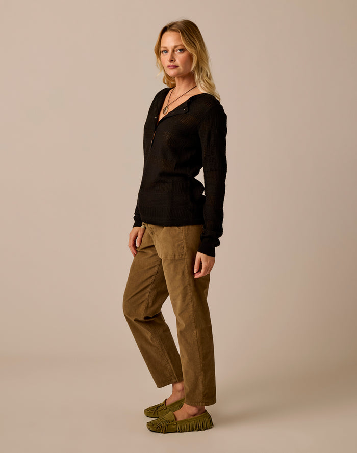 Zoe Buttercord Pant: Teak