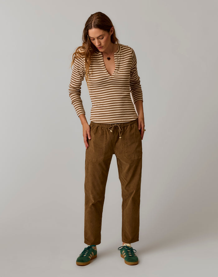Zoe Buttercord Pant: Teak