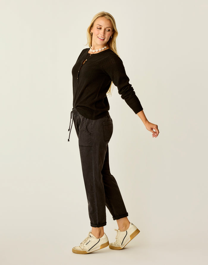Zoe Twill Pant: Black