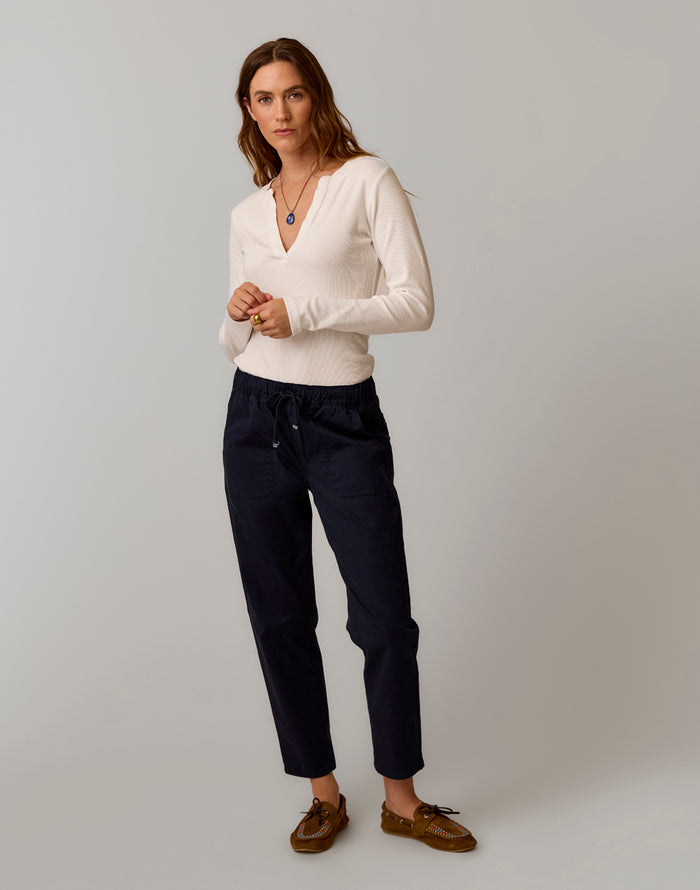 Zoe Twill Pant: Dark Sapphire