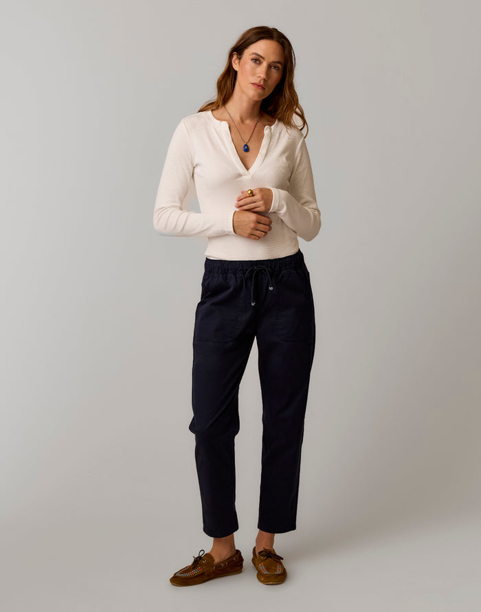 Zoe Twill Pant: Dark Sapphire