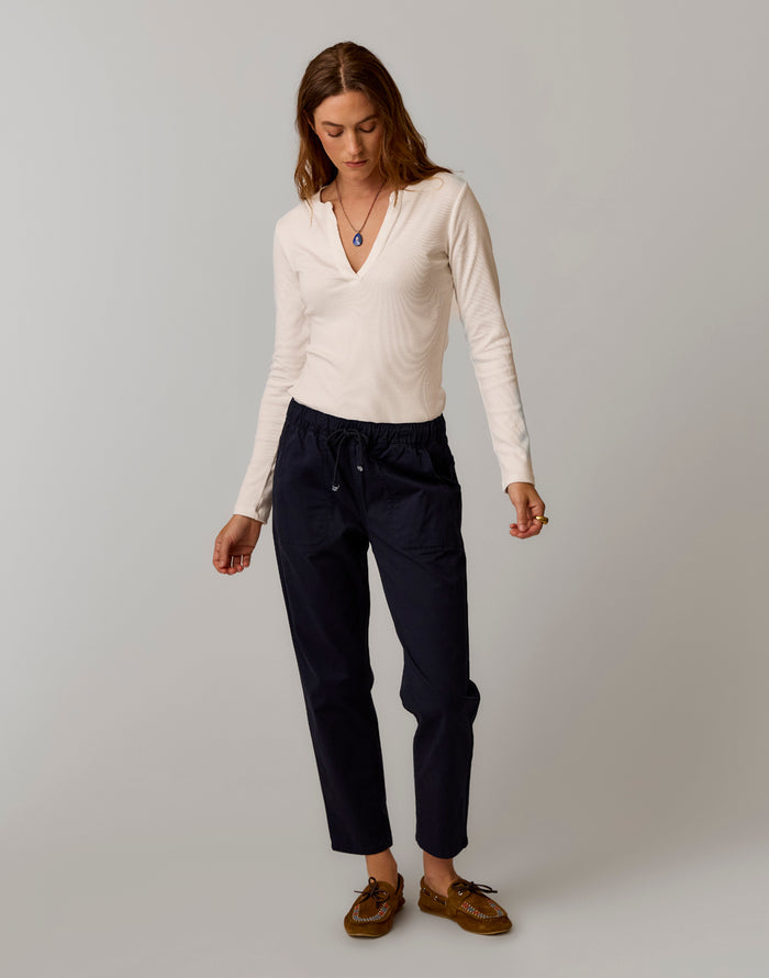 Zoe Twill Pant: Dark Sapphire